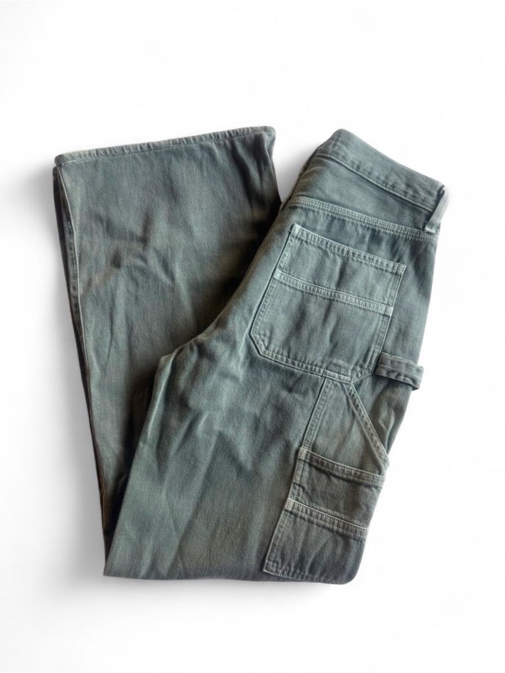 Agolde Wide-Leg Cargo Jeans in Sage Green
